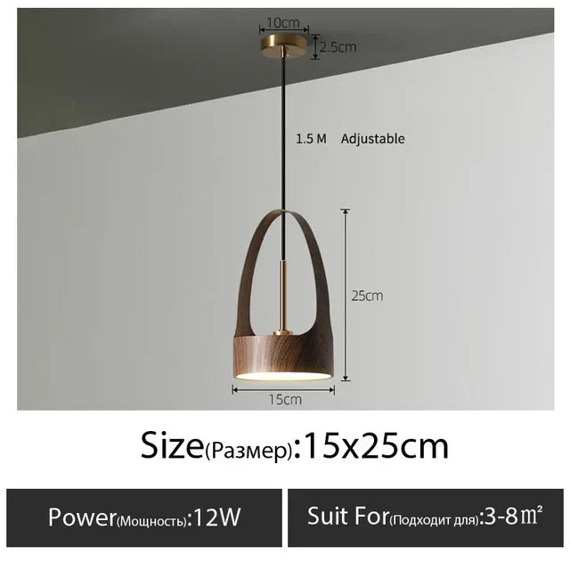 Afralia™ Small Wood Grain Pendant Light for Modern Restaurant Bar & Bedroom Chandeliers