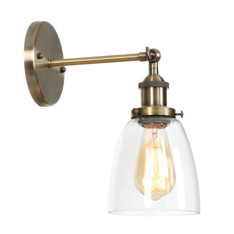 Afralia™ Vintage Single Arm LED Wall Lamp Iron Glass Retro Stair Light