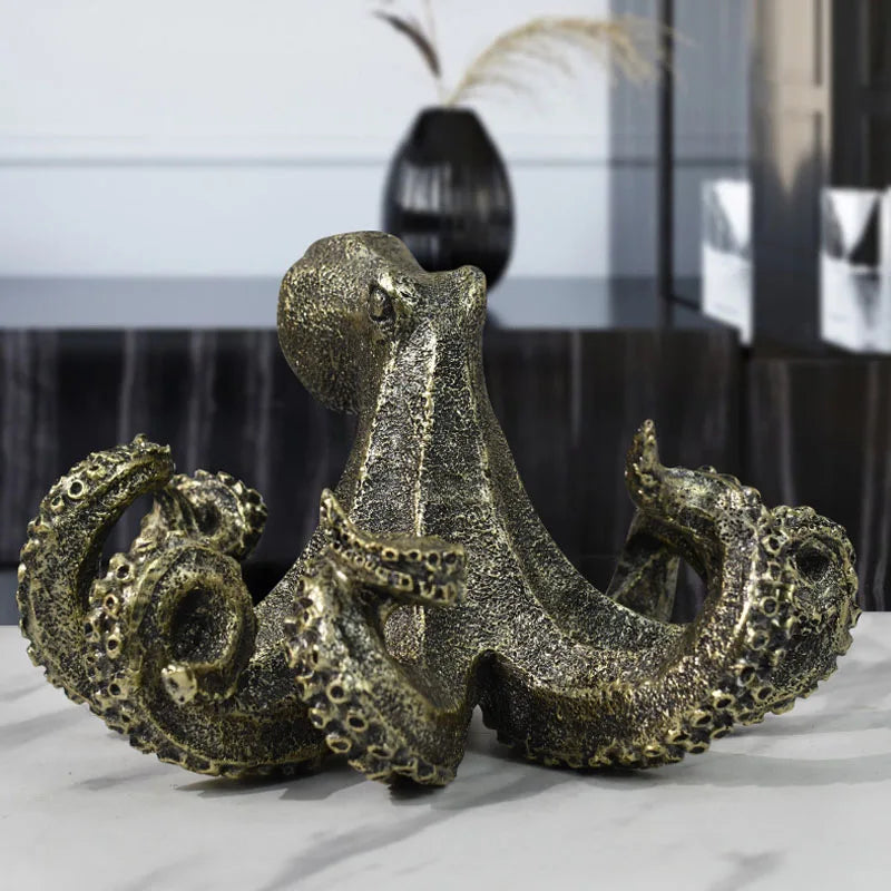 Afralia™ Octopus Resin Figurine Statue Decor Art Ornament Home Office Gift