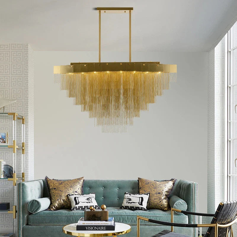 Afralia™ Tassel Long Chain Smart Chandelier for Elegant Living Spaces