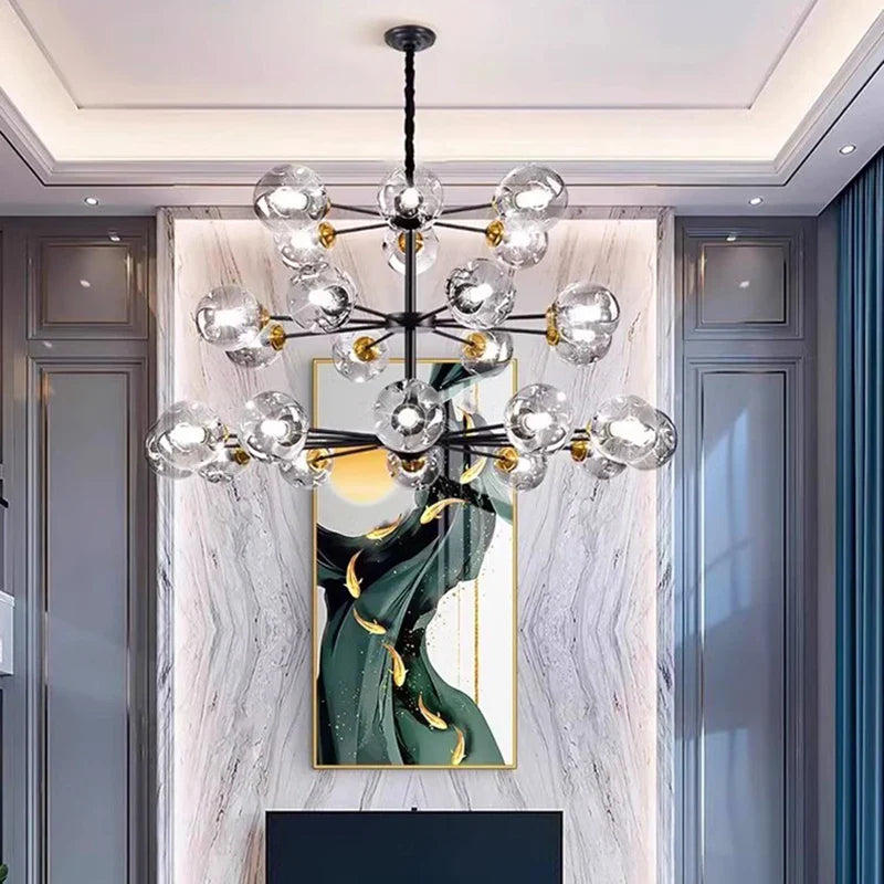 Afralia™ Nordic Glass Ball LED Chandelier for Ceiling Lighting in Living Room and Bedroom