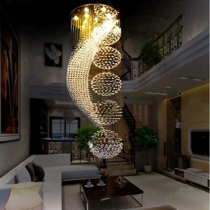 Afralia™ Modern Crystal Chandelier LED Lights Elegant Hotel Hall Lighting