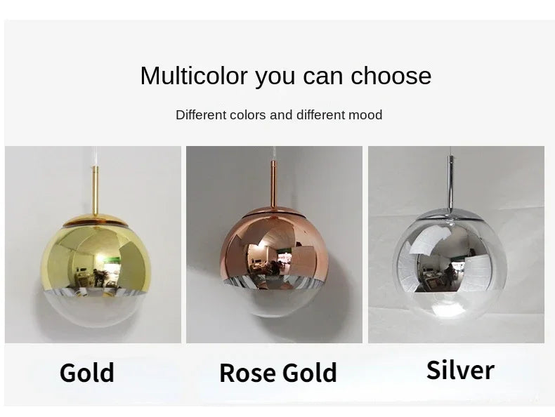 Afralia™ Glass Ball Pendant Lights - Modern Electroplated Hanging Lamp Fixture