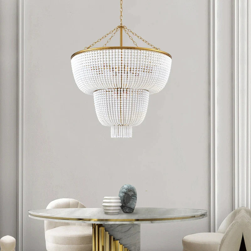 Afralia™ Rustic Beaded Pearl Chandelier - Modern Pendant Light for Living Room