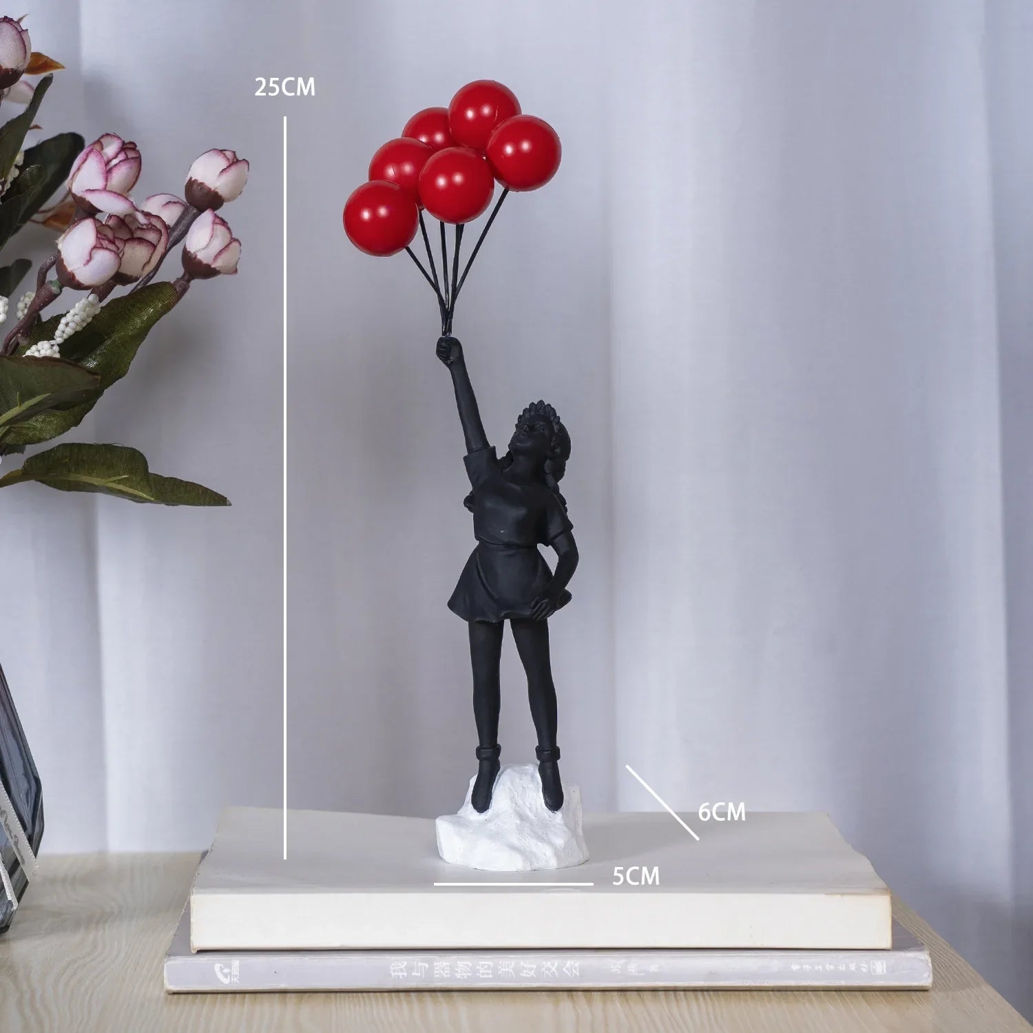 Afralia™ Flying Love Balloon Girl Sculpture: Abstract Modern Home Office Decor & Gift