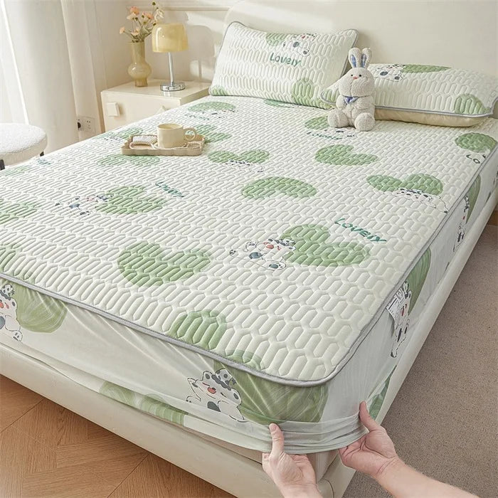 Afralia™ Cute Cartoon Pattern Cooling Fitted Sheet with Natural Latex Fabric