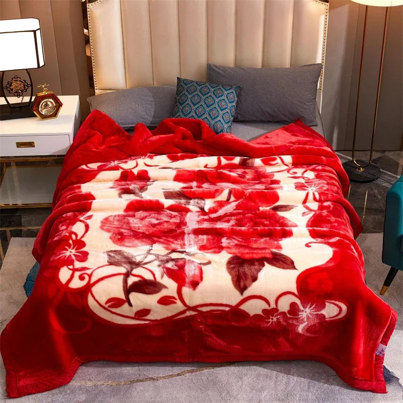 Afralia™ Winter Raschel Blanket: High-End, Warm, and Skin-Friendly for Single & Double Beds