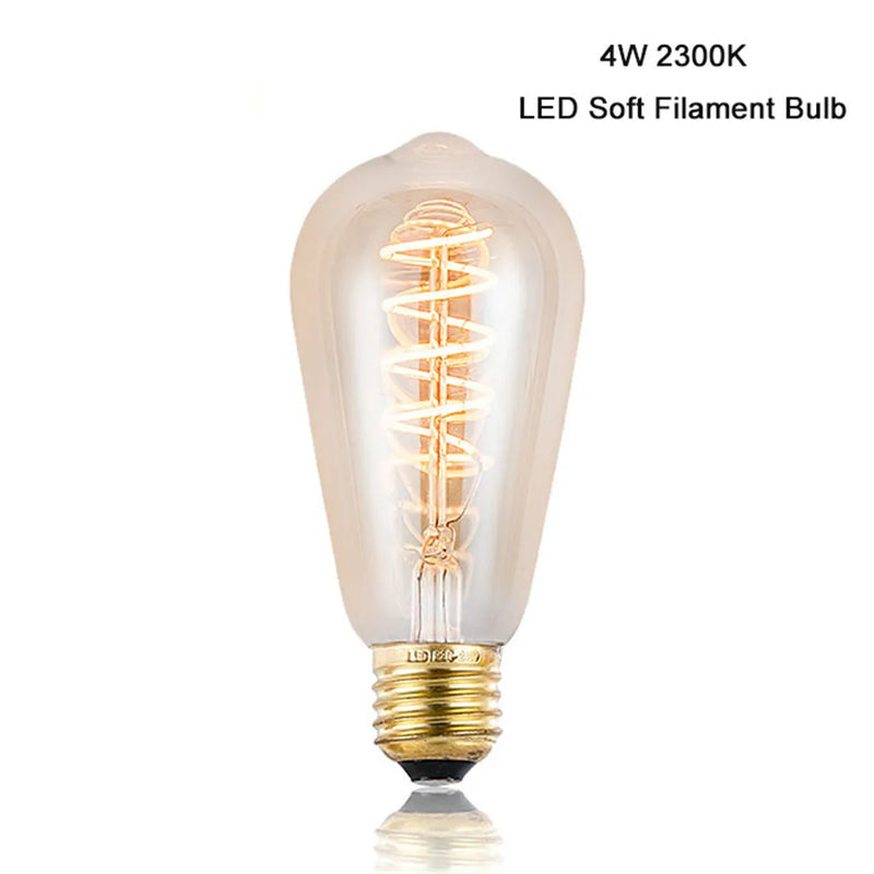 Afralia™ Amber Warm LED Spiral Filament Bulb E27 Vintage Edison 4W 2300K ST64 Bulb