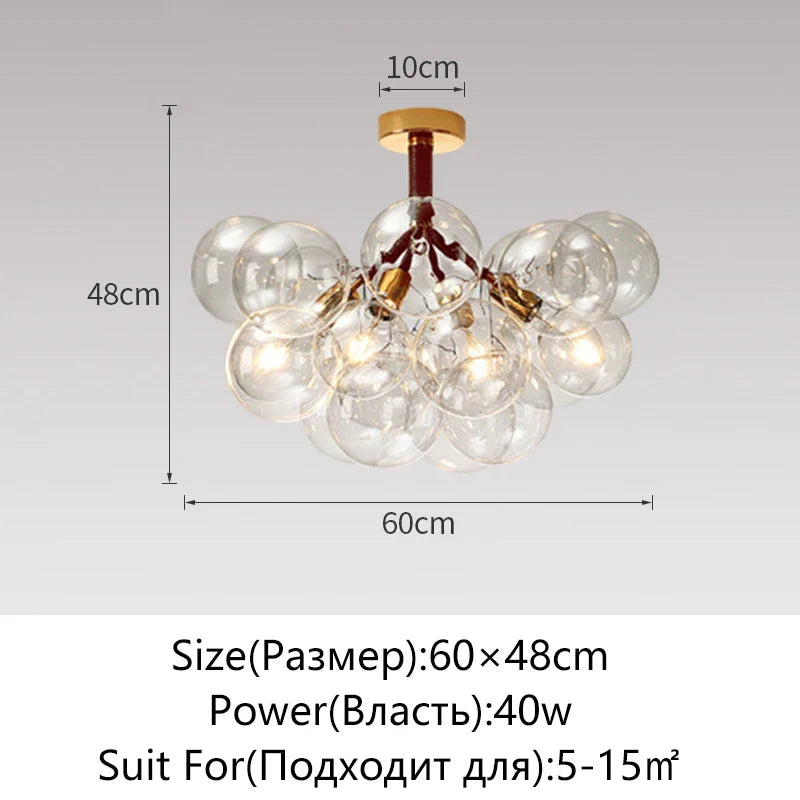 Nordic Glass Chandelier Ceiling Pendant Light by Afralia™. Luxe Home Decor Fixture for Living Room and Bedroom.