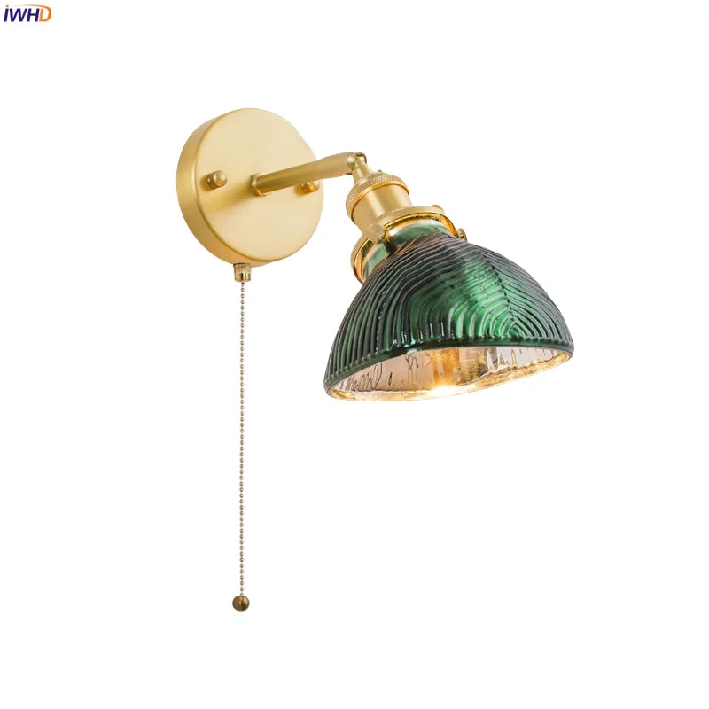 Afralia™ Nordic Glass LED Wall Sconce with Pull Chain Switch for Bedroom and Living Room