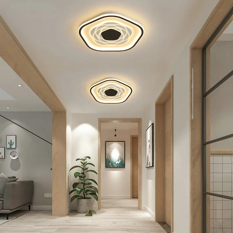 Afralia™ Pentagonal LED Chandelier Ceiling Light for Modern Living Room and Bedroom