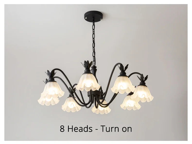 Afralia™ Orchid Glass Iron Art Pendant Lamp for Living Room