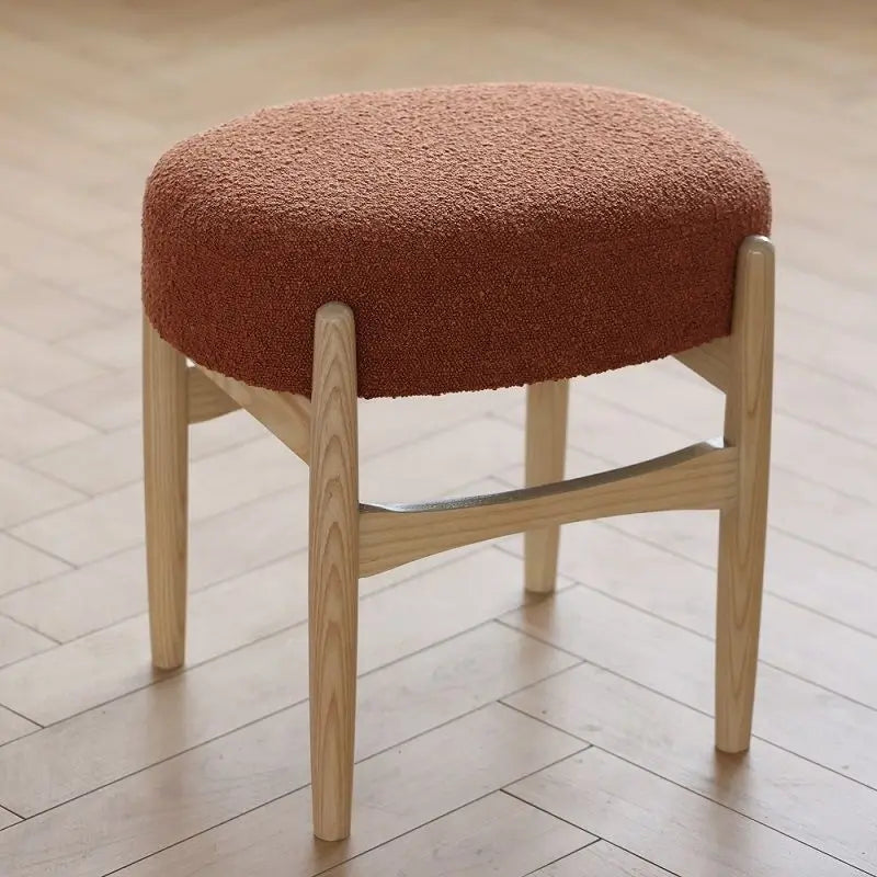 Afralia™ Ash Wood Makeup Bench Dressing Chair for Small Spaces