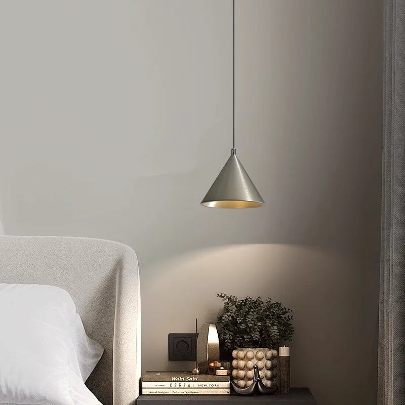 Afralia™ Minimalist Bedroom Pendant Light | Creative Conical Bar Entrance Hanging Line Light