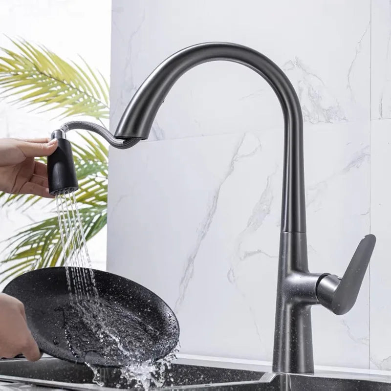 Afralia™ Pull Out Kitchen Faucet Single Handle Two Function Mixer Tap