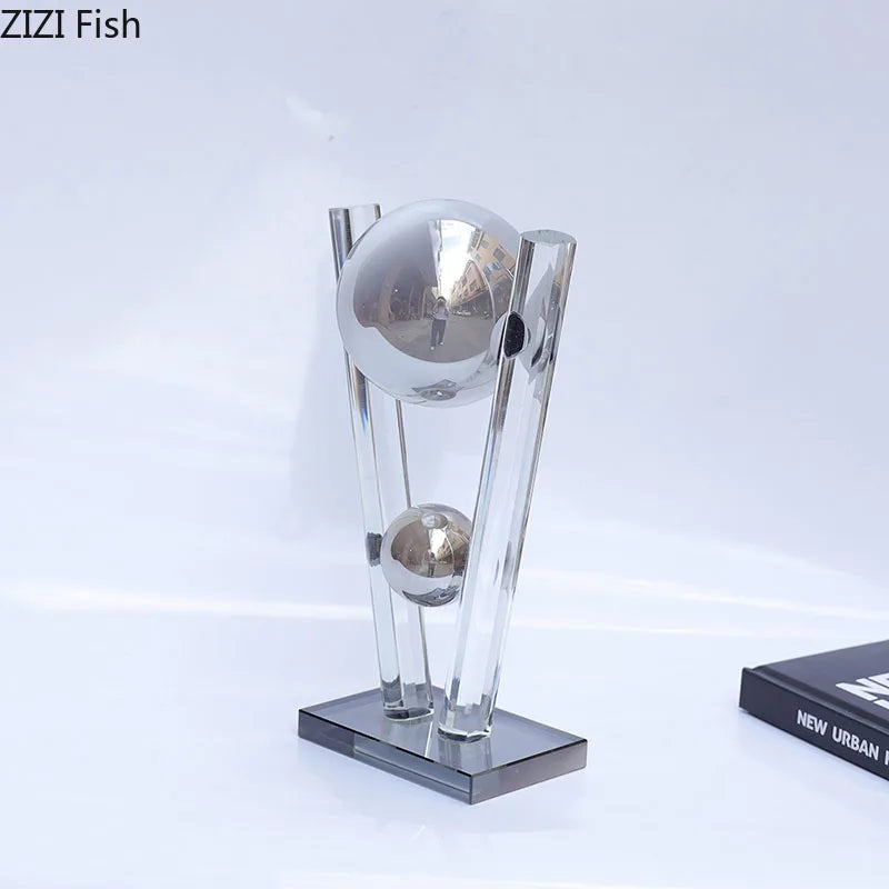 Afralia™ Crystal Sphere Sculpture: Minimalist Decorative Abstract Craft for Modern Home - Geometric Design