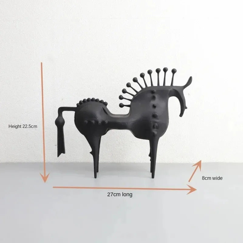 Afralia™ Metal Horse Statue: Abstract Ornament for Modern Home Decor, Bookshelf, Living Room