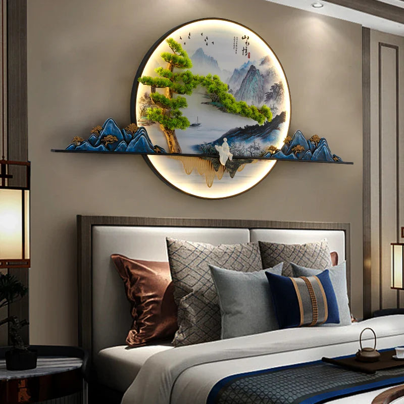 Afralia™ Landscape LED Wall Light: Modern Chinese Mural Sconce for Home Decor