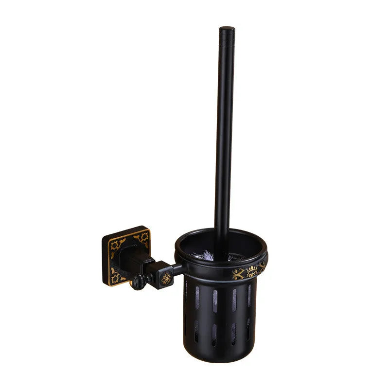 Afralia™ Aluminum Carved Toilet Brush Holder Set