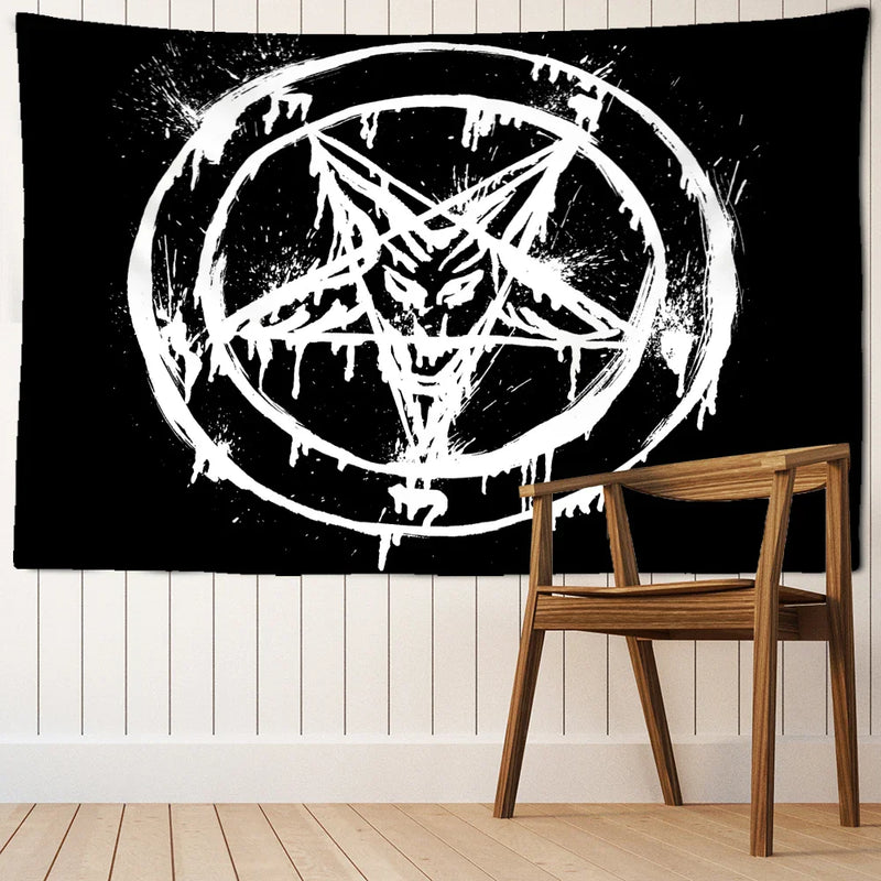 Afralia™ Pentagram Psychedelic Tapestry Wall Hanging for Home Decor