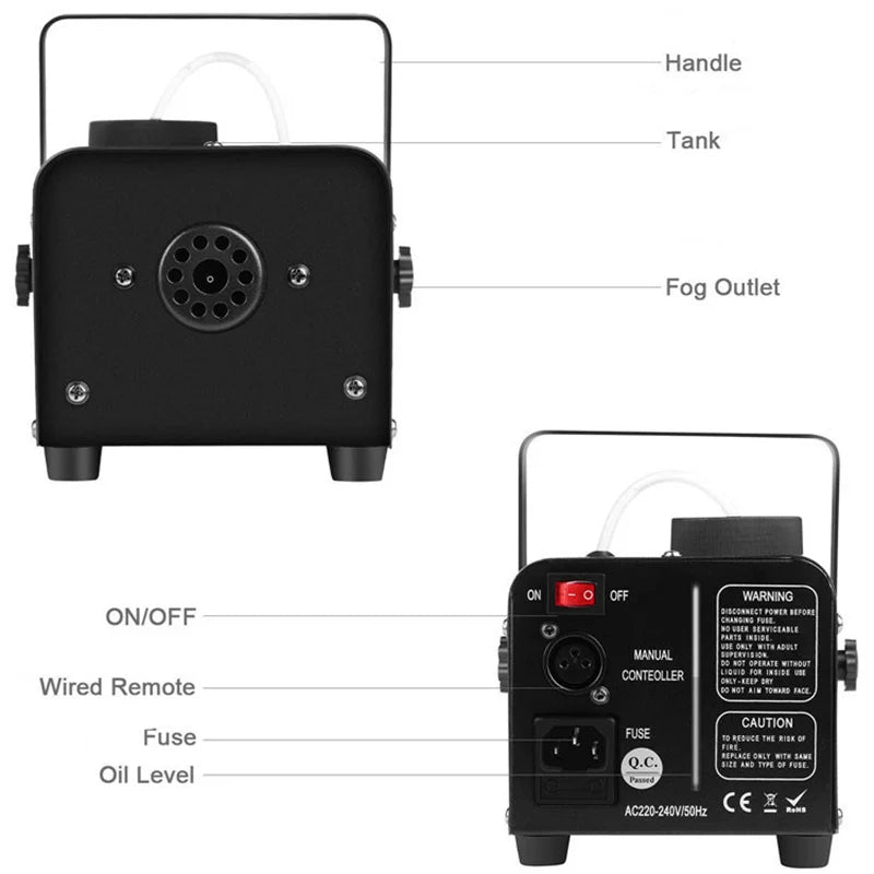 Afralia™ Mini 400W Smoke Machine Remote Control DJ Equipment Stage Fog Machine