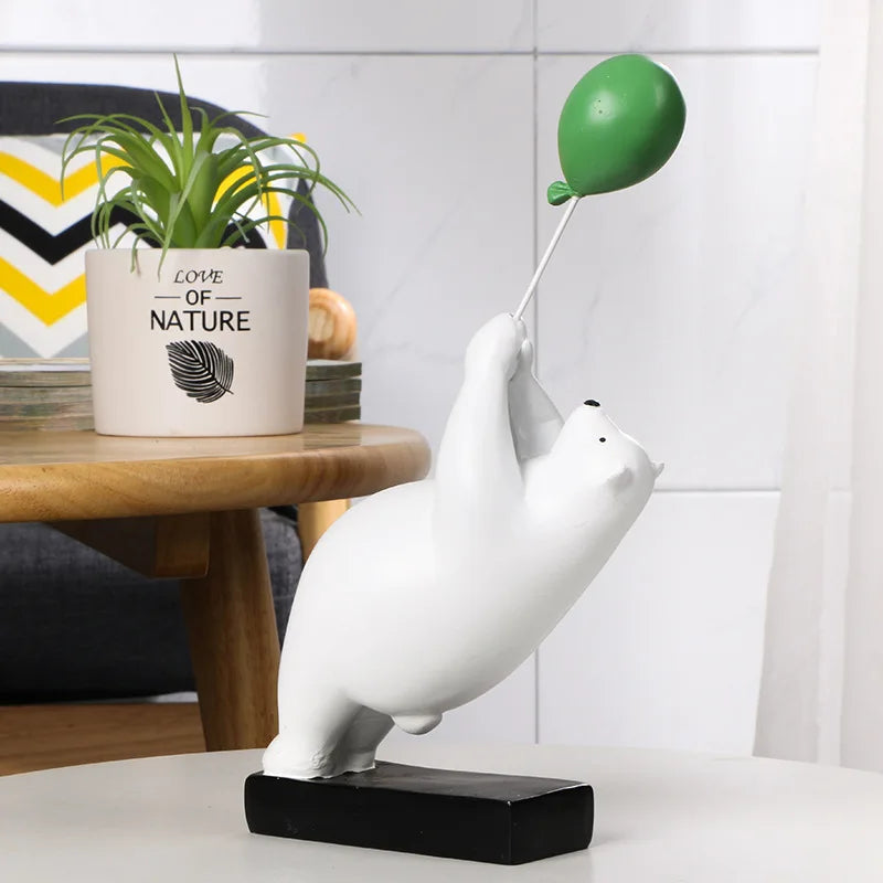 Balloon Bear Resin Ornaments by Afralia™: Unique Desk and Bookcase Decor Craft Figurines