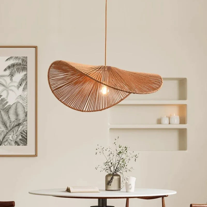 Afralia™ Nordic Hemp Pendant Lights for Dining Room, Wabi Sabi Indoor Lighting Fixtures