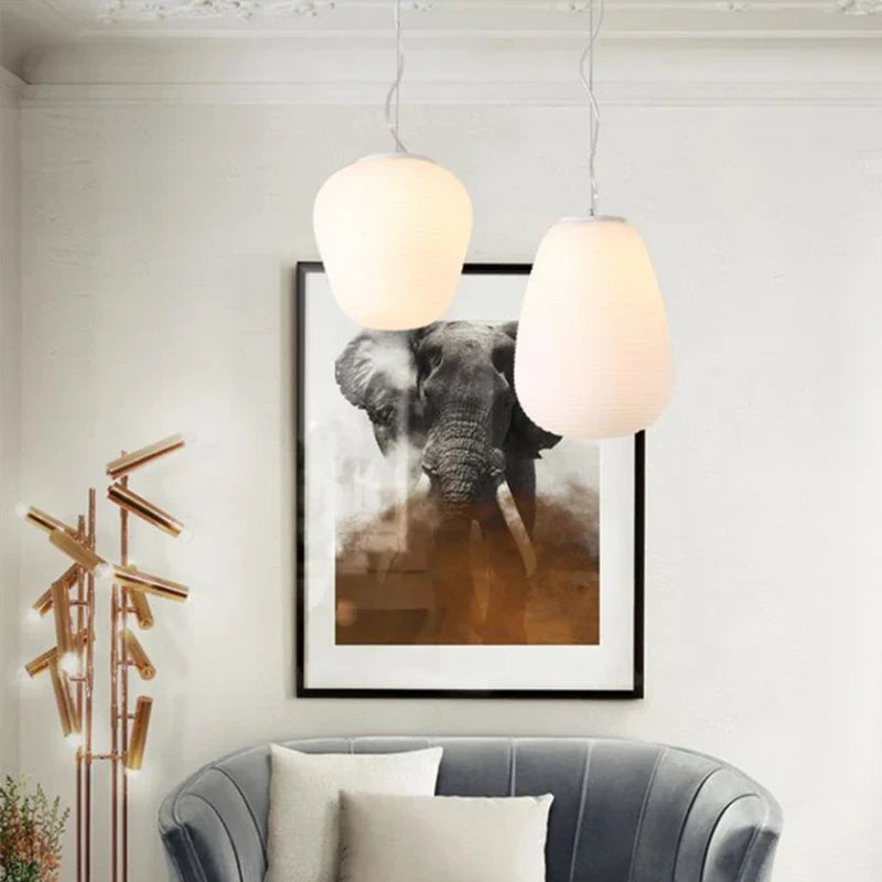 Afralia™ Glass Cocoon Pendant Light for Kitchen Dining Study Room, LED Hanging Lamp