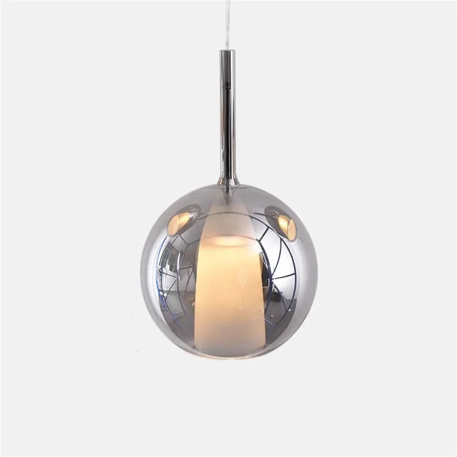 Afralia™ Penta Glo LED Pendant Light | Gray Glass Suspension Fixture
