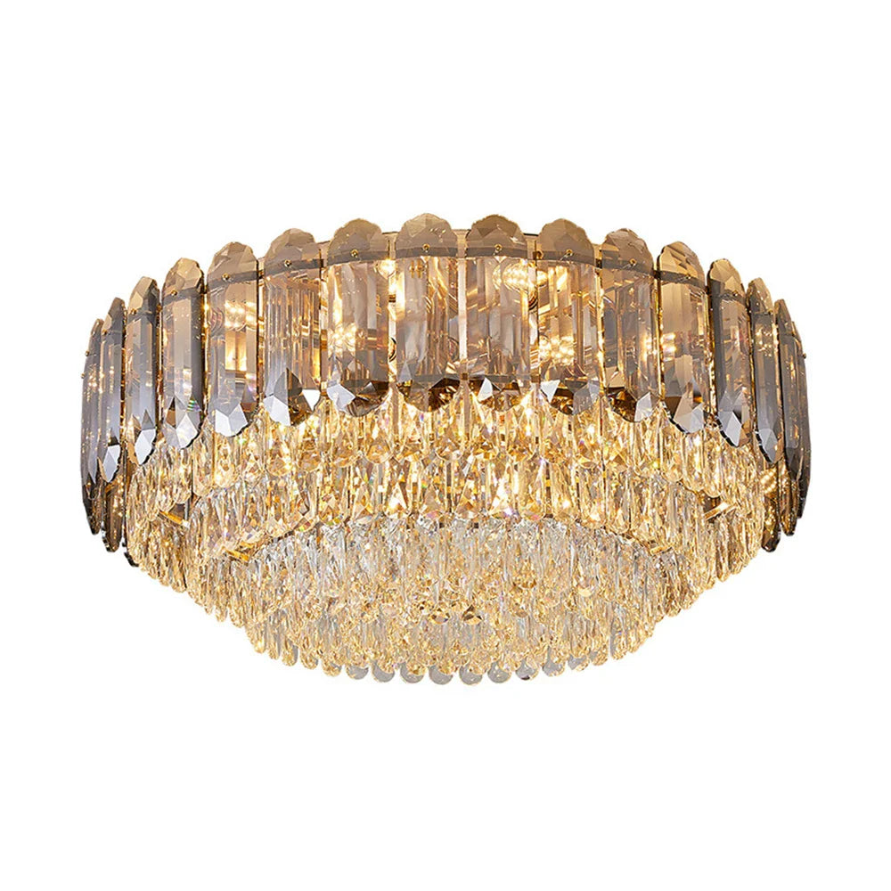 Afralia™ Smoky Gray Crystal Ceiling Lights: Postmodern LED Lighting for Luxurious Living Room Decor