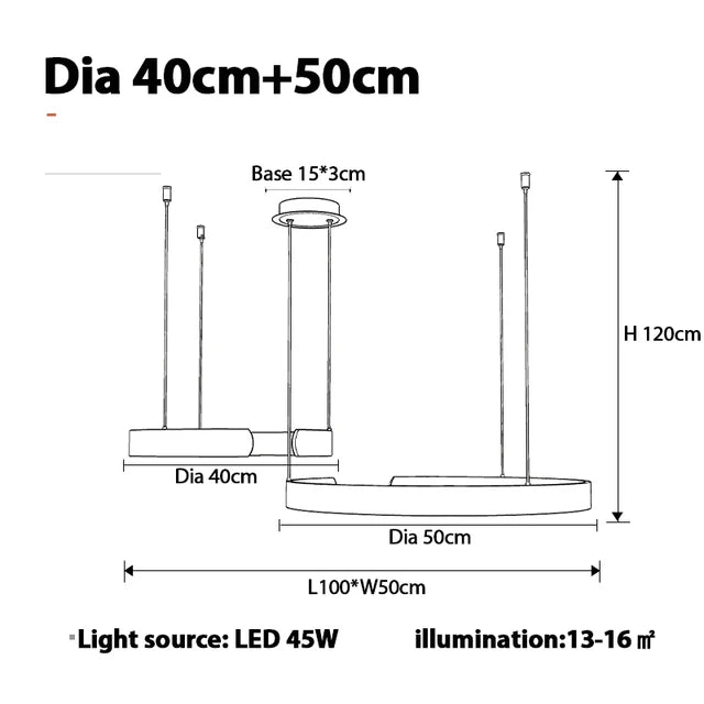 Afralia™ Modern LED Chandelier 4 Circle Pendant Lights Aluminum Gold Black 20-80cm