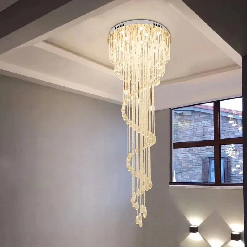 Afralia™ Luxury Crystal Chandelier LED Light Fixture for Living Room