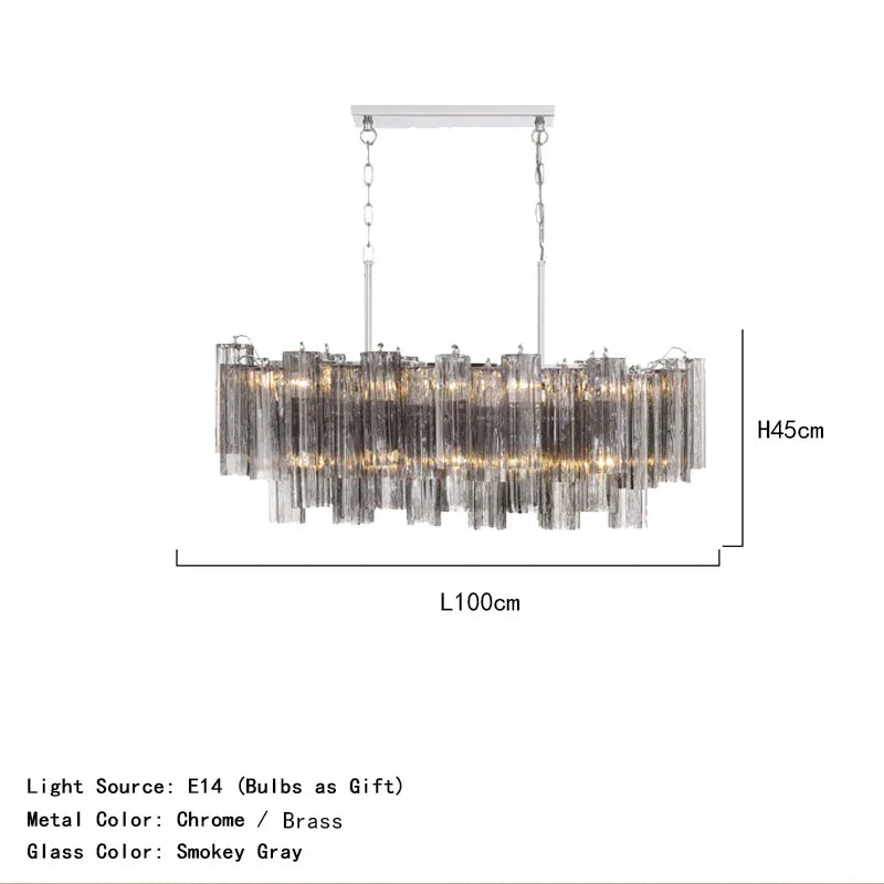 Afralia™ Smokey Gray Glass Chandelier: Scandinavian Murano Flower Lighting for Dining Room