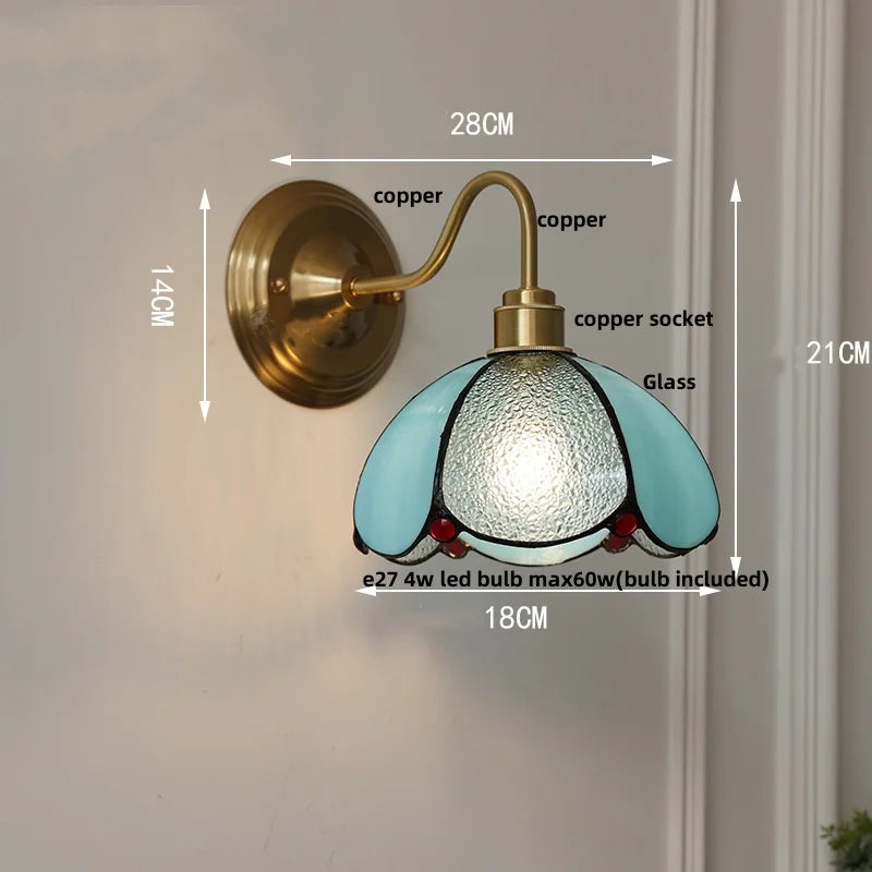 Afralia™ Glass Brass Wall Sconce LED Light Fixture for Dining Living Room Bathroom Mirror