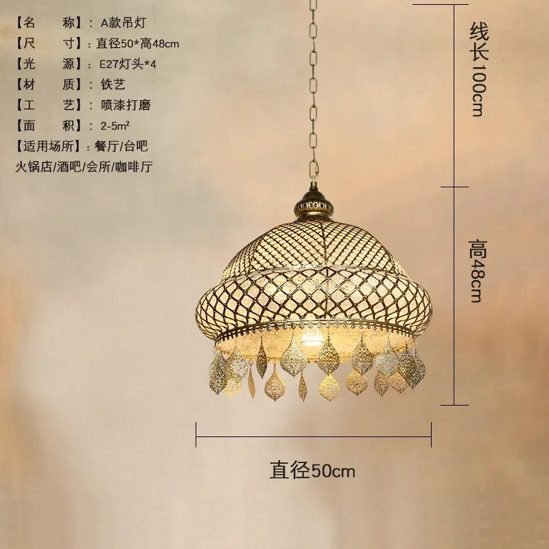 Afralia™ Vintage Iron Art Pendant Lights LED E27 Exotic Modern Fixtures for Restaurant Bedroom