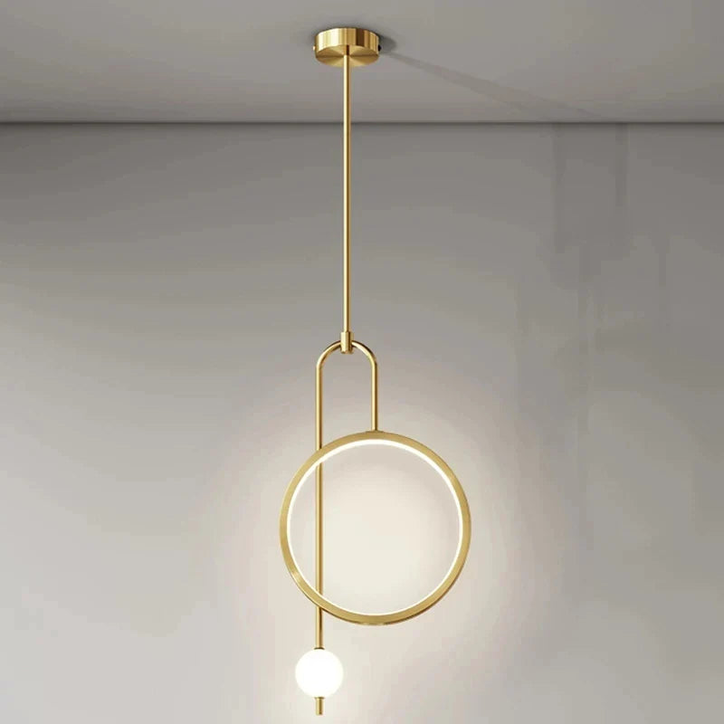 Afralia™ Gold Black Ring Glass Ball LED Pendant Chandelier