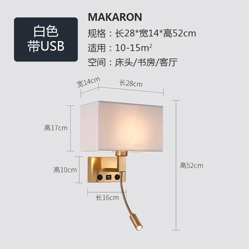 Afralia™ Nordic LED Bedroom Wall Light with Switch, Adjustable Hose Spotlight