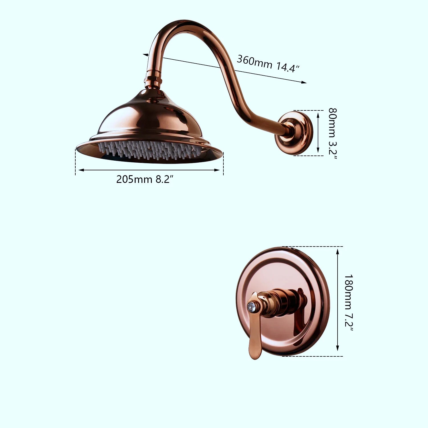 Afralia™ Rose Golden Bath Shower Faucet Set with Handle Mixer, Rainfall Hand Shower
