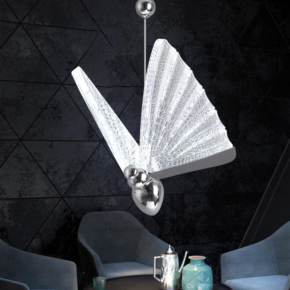 Afralia™ LED Butterfly Pendant Light for Bedroom Living Room: Modern Chanderlier Fixture Lamps