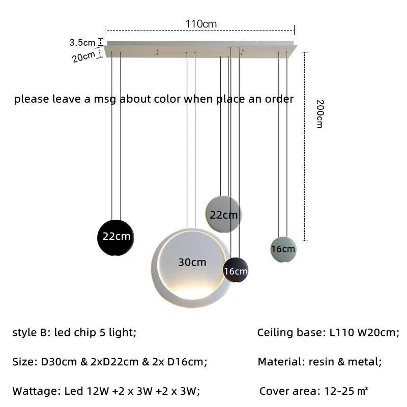 Afralia™ Nordic Bar Modern LED Pendant Light Resin Lustre Dining Room Hanging Lamp