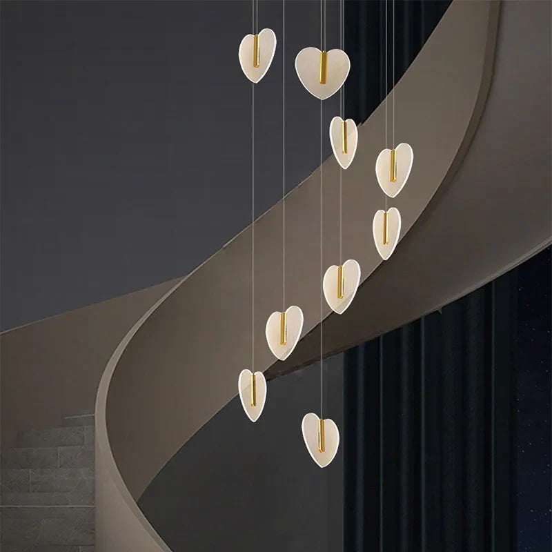 Afralia™ Love Chandelier: Luxury Crystal Gold Lighting for Staircase & Living Room