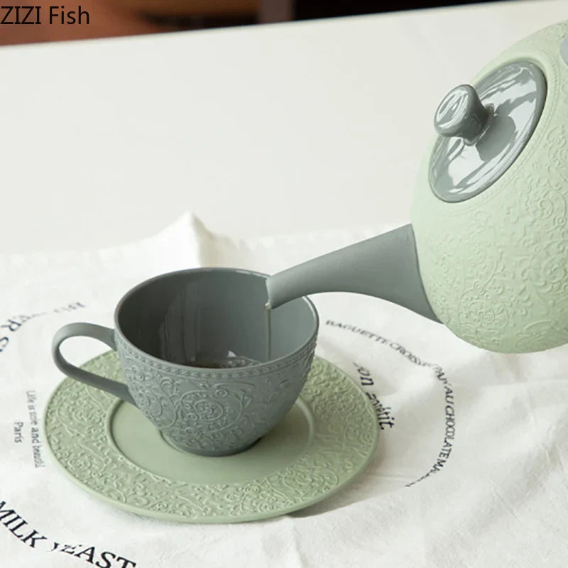 Afralia™ Floral Pattern Ceramic Cup & Saucer Set
