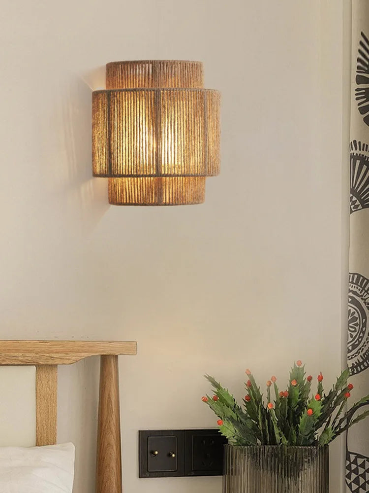 Afralia™ Hemp Rope Wall Lamp for Bedroom and Living Room
