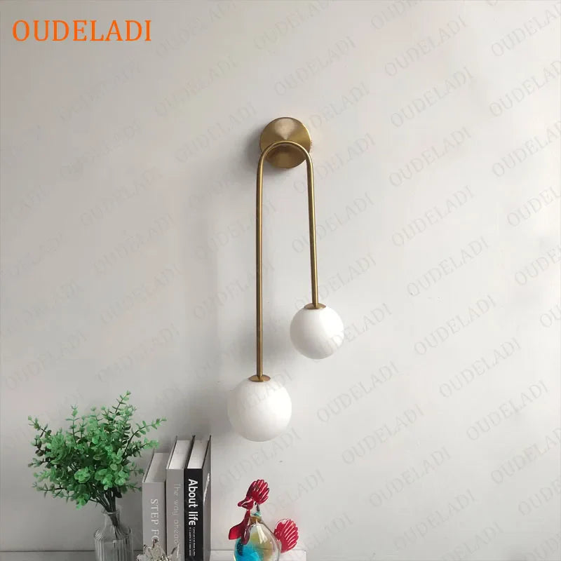 Afralia™ Brass Glass Ball Wall Sconce: LED Bedside Lamp for Bedroom, Hotel, Stair Decoration