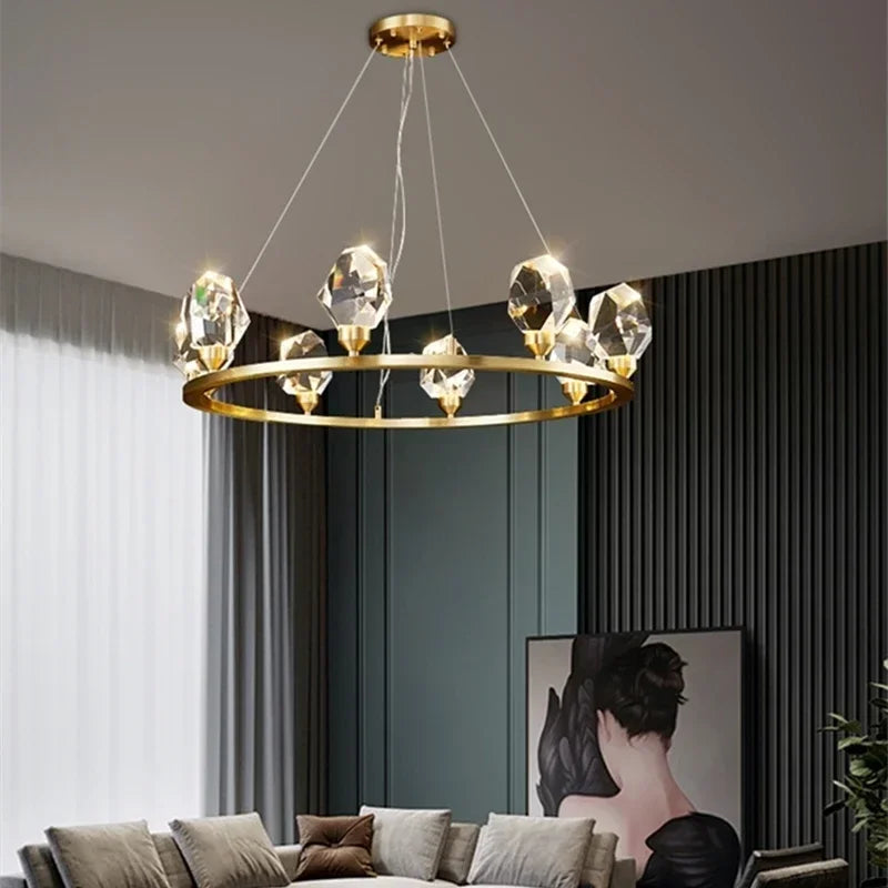 Afralia™ Crystal Chandelier LED Pendant Lights High-end Nordic Modern Style Indoor Lighting