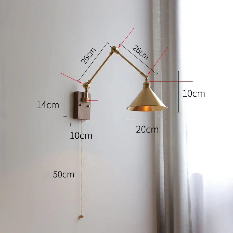 Afralia™ Copper Long Arm LED Wall Light: Modern Nordic Indoor Lighting Fixture