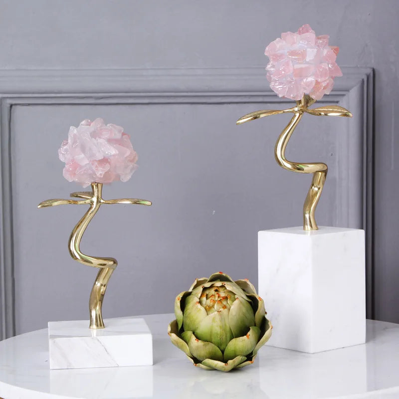 Afralia™ Pink Crystal Original Stone Decoration Bookcase