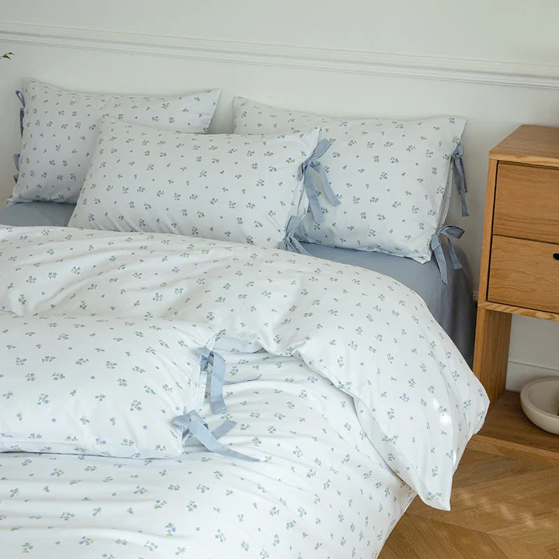 Afralia™ Floral Cotton Bedding Set - Single to King Sizes - Duvet Cover, Sheet, Pillowcases