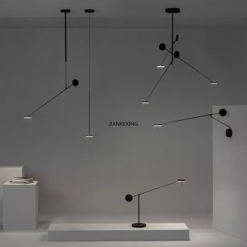 Afralia™ Modern Black LED Ceiling Chandelier for Restaurant Coffee Tables Room Desks