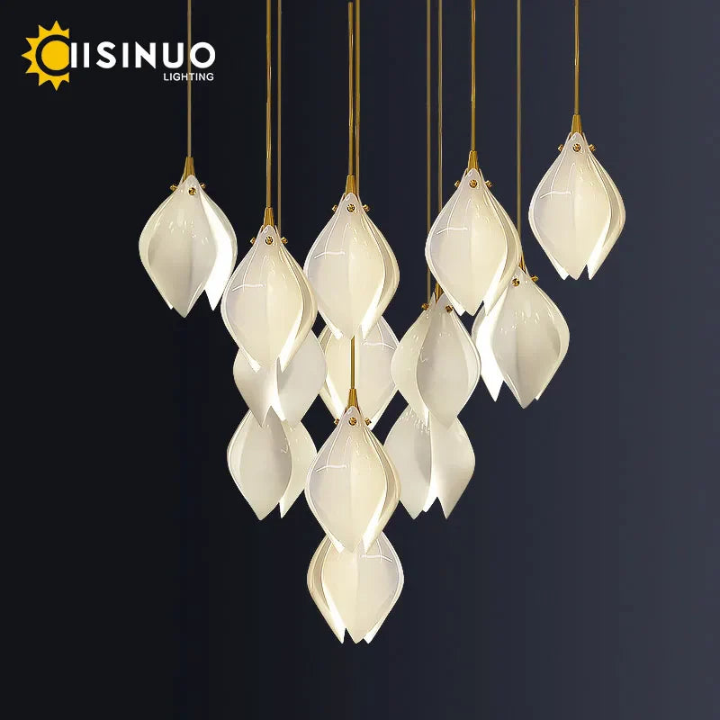 Afralia™ Magnolia Chandelier: Luxury Adjustable Pendant Light for Staircase, Restaurant, Bedroom
